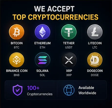 Pictograme metode de plata crypto acceptate la Vavada: Bitcoin, Ethereum, Litecoin, USDT